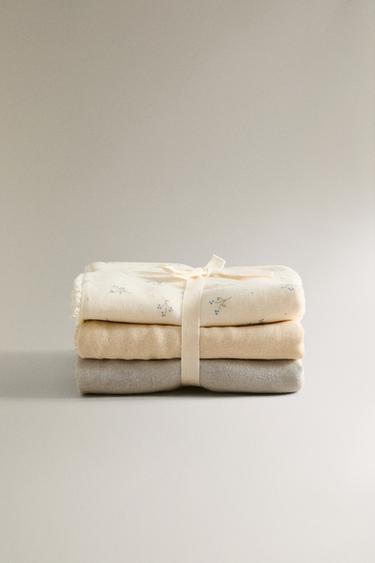 Zara Детские мини-полотенца с цветочным узором (упаковка из 3 шт.)