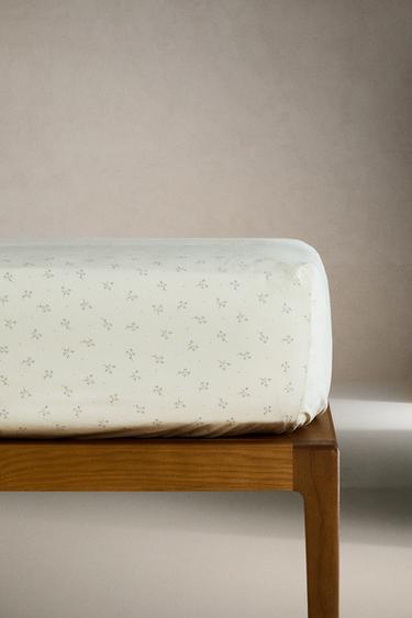 Zara Детская мини простынь из хлопка с цветочным узором