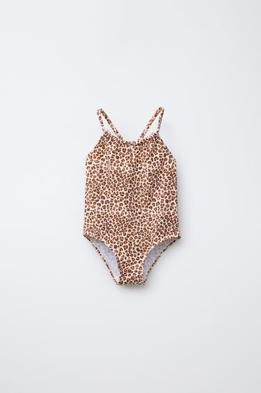 Zara Купальник с вырезом на животе с животным принтом для детей от 2 до 6 лет