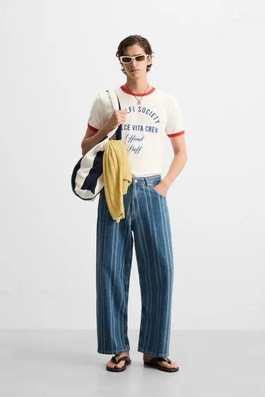 Джинсы RELAXED FIT в полоску