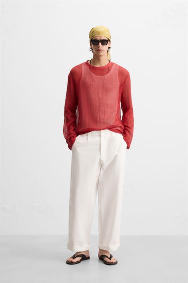 Zara Открытая футболка из рельефной ткани купить с доставкой.