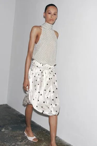 Топ в горошек с горловиной халтер — ZW COLLECTION
