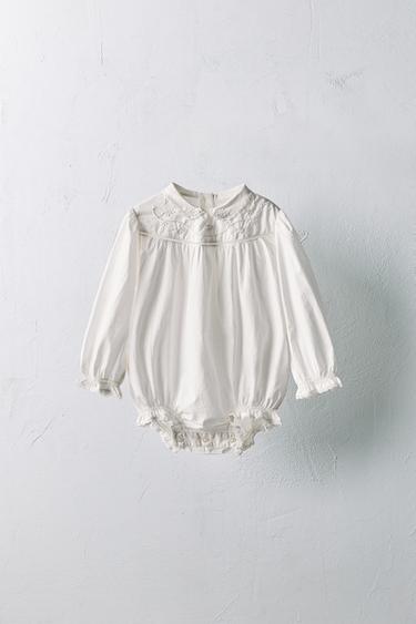 Zara Комбинезон из ограниченной коллекции с вышивкой цветочков из поплина 1-18 месяцев