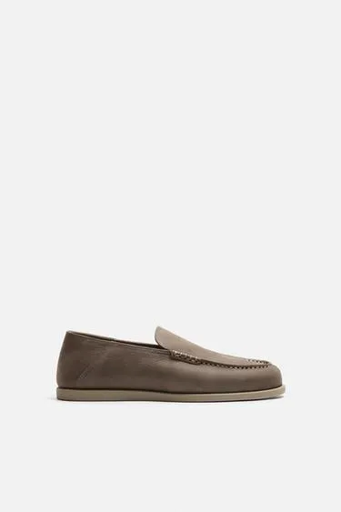 Кежуал мокасины из замши серого цвета ZARA