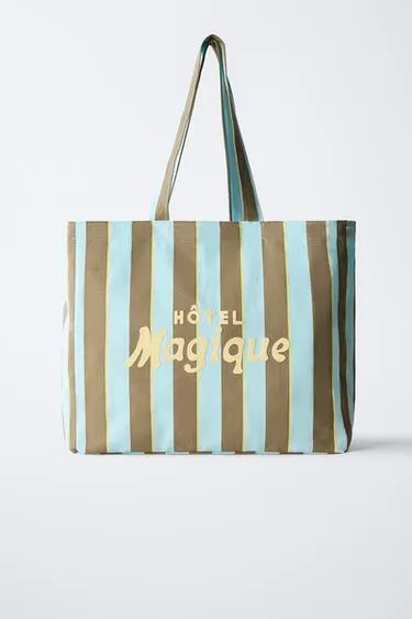 Сумка-шопер в полоску с принтом HôTEL MAGIQUE © X ZARA