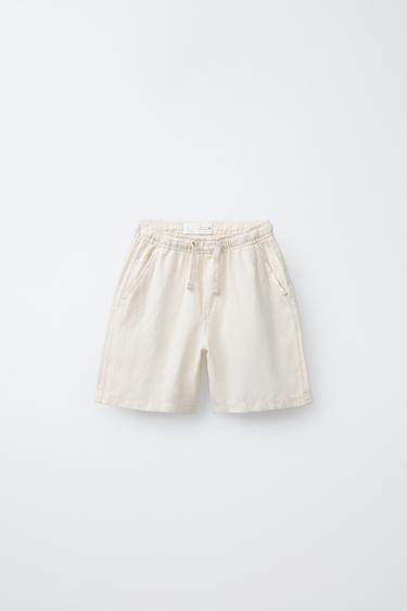 Zara Шорты-бермуды из льняной ткани купить с доставкой.
