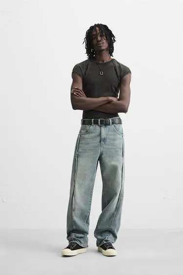 Джинсы BAGGY FIT с декоративной строчкой