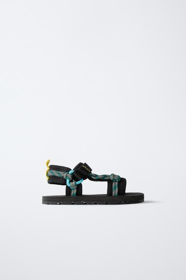 Zara Сандалии с текстильными ремешками и веревочными деталями