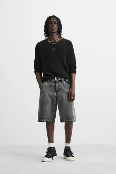 Джинсовые шорты BAGGY FIT с эффектом потертости