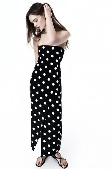 Платье в горошек без бретелей — ZW COLLECTION