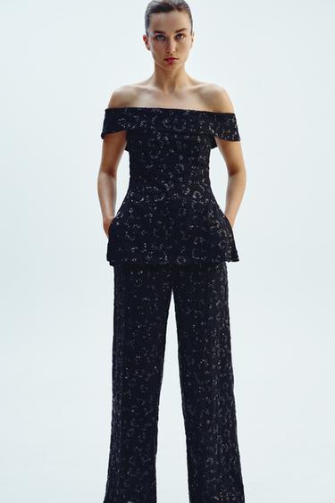 Zara Топ с пайетками без рукавов купить с доставкой.