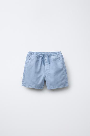 Zara Шорты-бермуды изо льна и хлопка купить с доставкой.