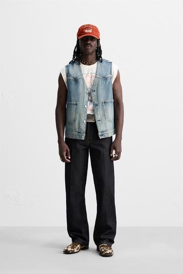 Zara Джинсовый жилет с эффектом потертости купить с доставкой.