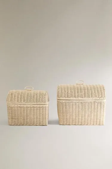 KIDS’ RATTAN HAMPER WITH LID