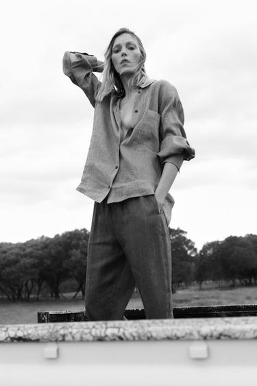 Zara Рубашка из смесового льна в полоску — ZW COLLECTION купить с доставкой.