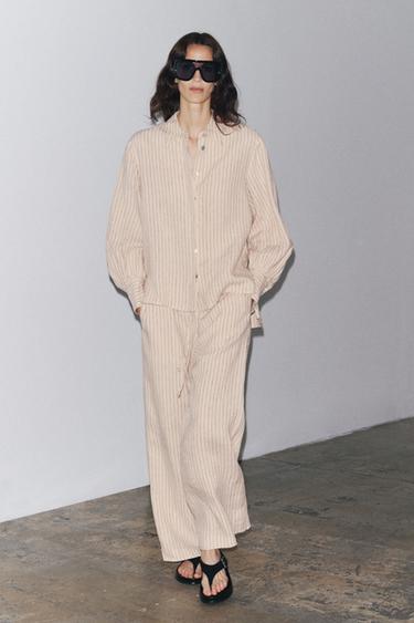Zara Рубашка из 100% льна — ZW COLLECTION купить с доставкой.