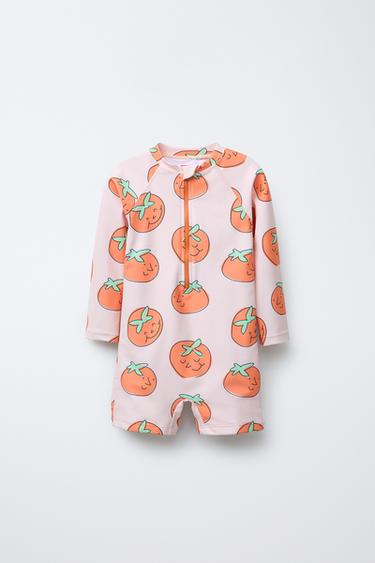 Zara Купальный костюм-плейсуит с короткими шортами и томатами от 1 до 6 лет