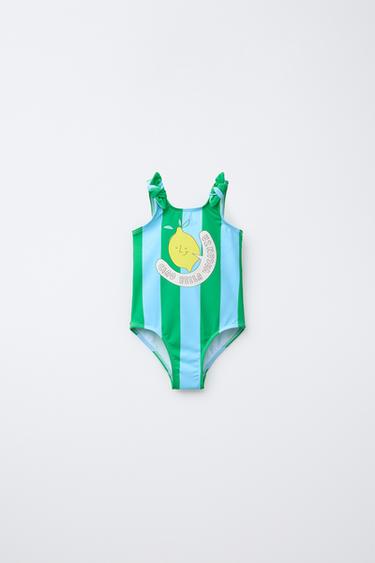 Zara Купальник в полоску с лимоном для детей 2-6 лет