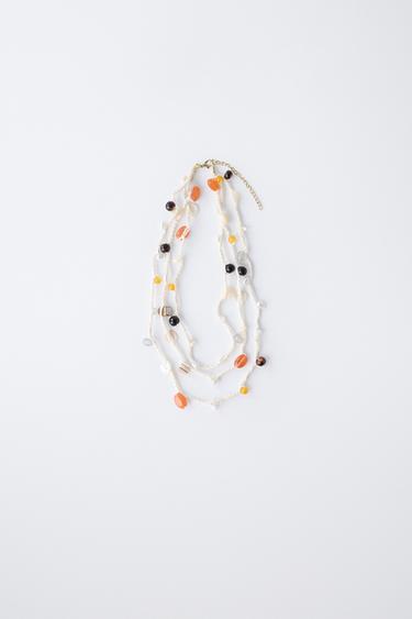 Zara Ожерелье с бусинами и ракушками