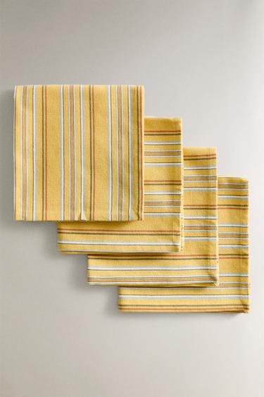 Zara Набор хлопковых салфеток с полосками различных цветов (набор из 4 штук)