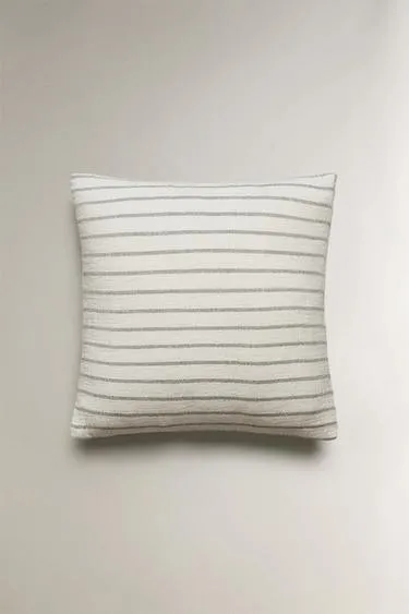 CHILDREN'S STRIPED MUSLIN CUSHION COVER FOR BEDSPREADS
