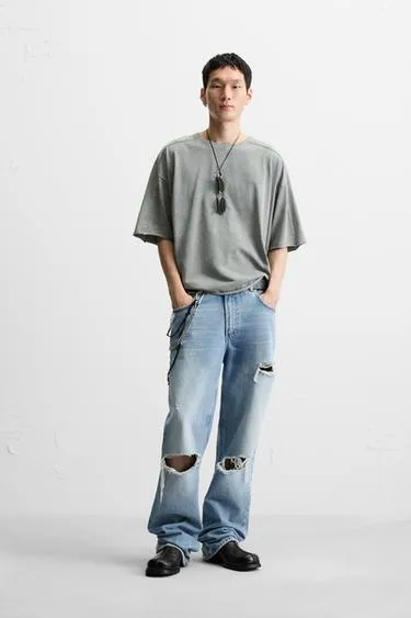 Футболка RELAXED FIT из ткани с эффектом потертости