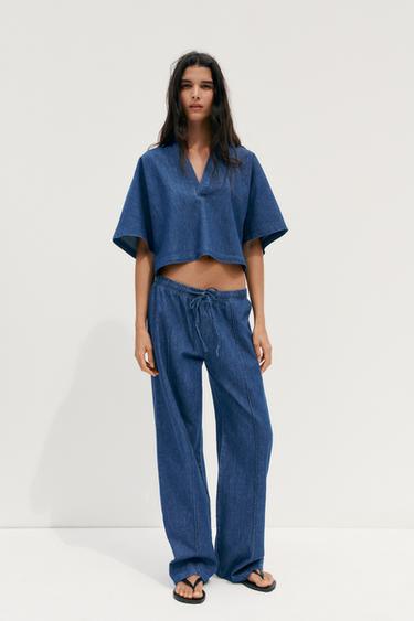 Zara Джинсовые брюки в пижамном стиле купить с доставкой.