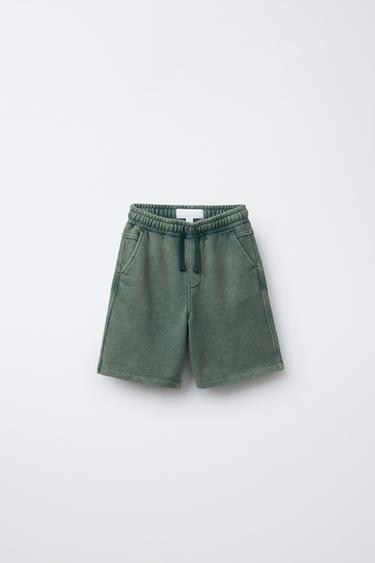 Zara Бермуды прямого кроя, цвет темно-бутылочный зеленый