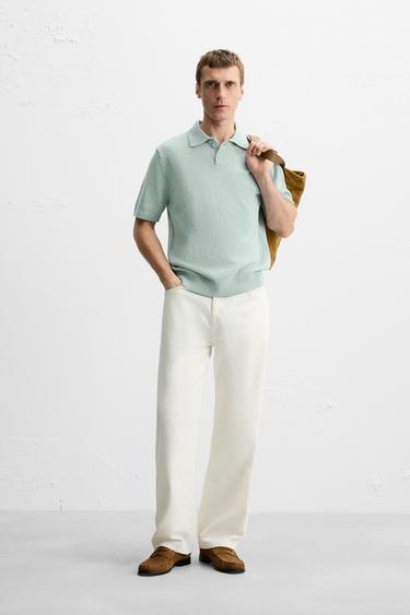 Zara Поло из рельефного трикотажа