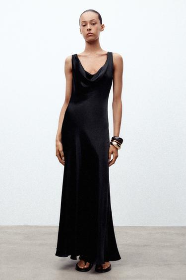 Zara Длинное атласное платье из коллекции ZW