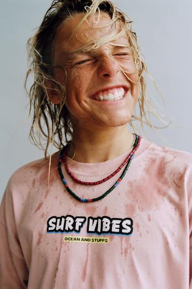 Zara Футболка с принтом «серфинг»