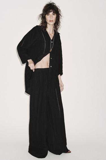 Zara Рубашка из 100% льна — ZW COLLECTION купить с доставкой.