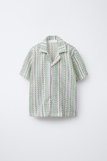Zara Рубашка из рельефной ткани с волнистым узором купить с доставкой.