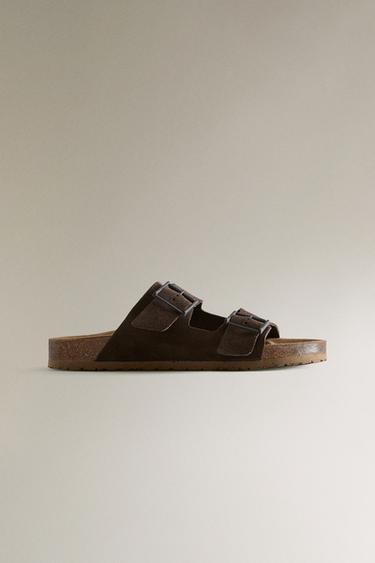 Zara Сандалии из кожи с двумя пряжками