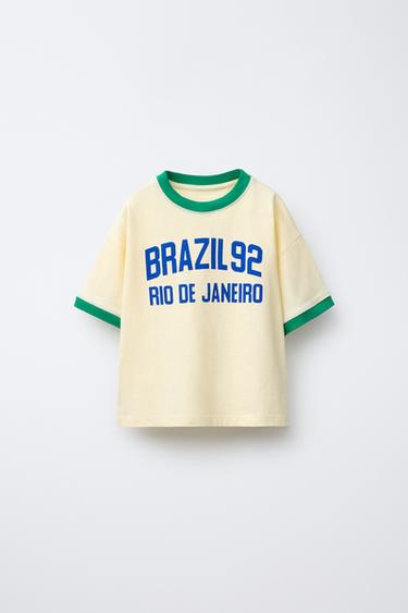 Zara Футболка с контрастными кромками и надписью