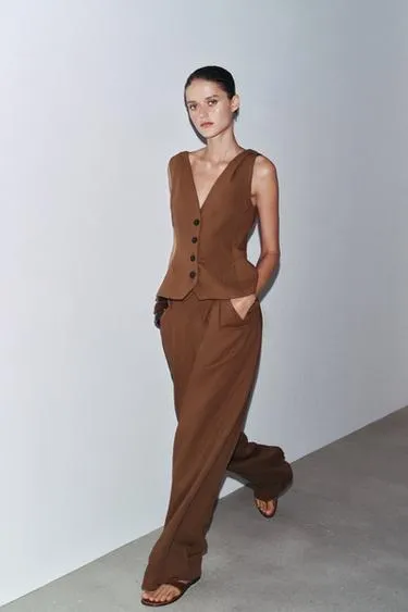 Брюки из смесового льна с защипами — ZW COLLECTION