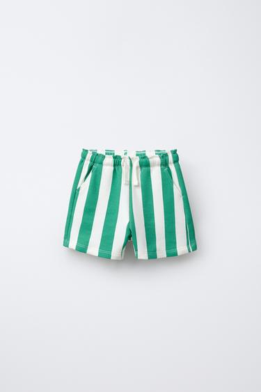 Zara Полосатые шорты из мягкой ткани купить с доставкой.