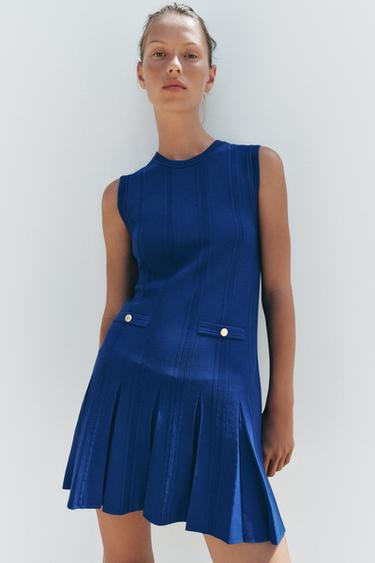 Zara Трикотажное платье со складками купить с доставкой.