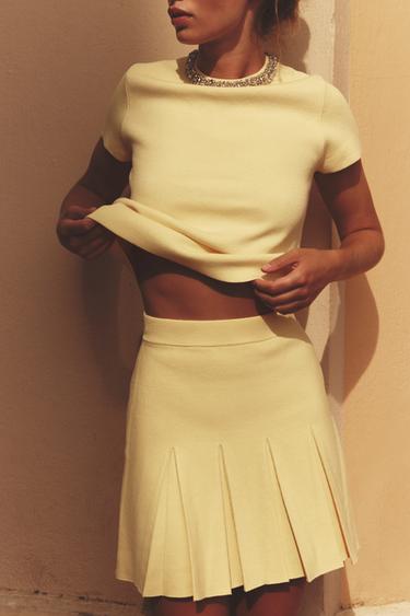 Zara Трикотажная мини-юбка в складку