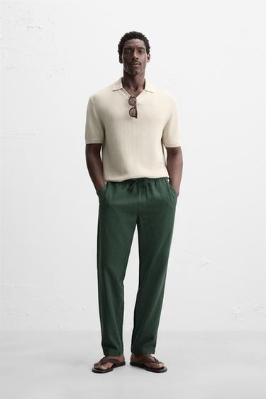 БРЮКИ RELAXED FIT ИЗ РЕЛЬЕФНОЙ ТКАНИ