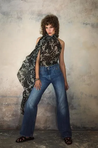 Джинсы с широкими штанами на средней талии KATE MOSS X ZARA