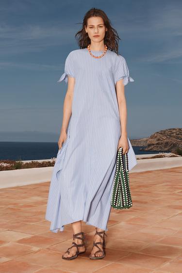 Zara Платье LIMITED EDITION в полоску с асимметричным подолом