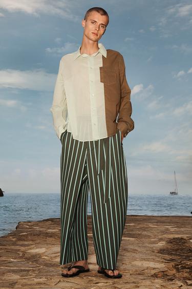 Zara Рубашка в полоску с блоками цветов LIMITED EDITION