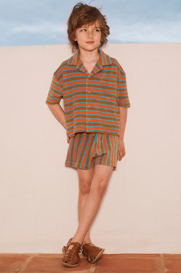 Zara Шорты-бермуды из ворсистого полотна в полоску LIMITED EDITION