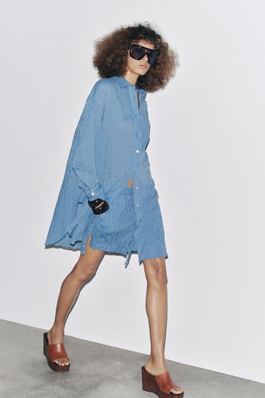 Zara Длинная рубашка в полоску ZW COLLECTION купить с доставкой.
