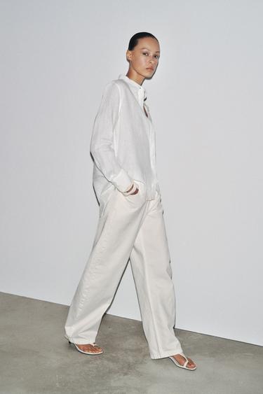 Zara Рубашка из 100% льна — ZW COLLECTION купить с доставкой.