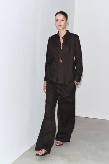 Zara Рубашка из 100% льна — ZW COLLECTION купить с доставкой.