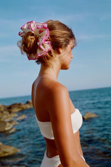 Zara Большая резинка для волос с цветочным принтом