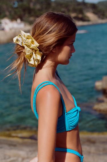 Zara Большая резинка для волос с цветочным принтом