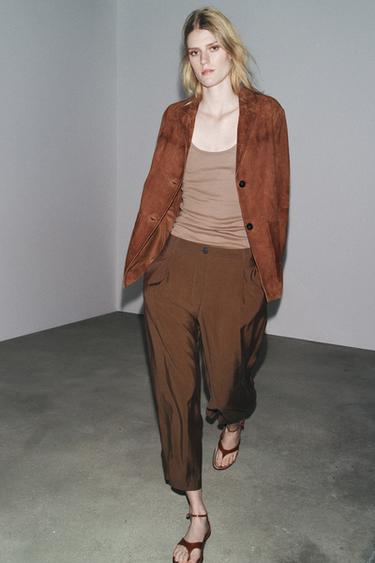 Zara Укороченные брюки с защипами — ZW COLLECTION